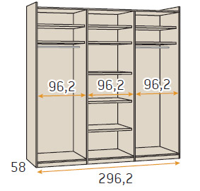 Técnico modelo interior armario 3 puertas