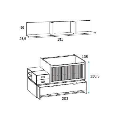 dormitorio juvenil convertible modular F315 detalle 2