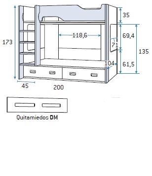 Dibujo t&eacute;cnico 2 - Dormitorio Juvenil con Litera F-203 | Glicerio Chaves