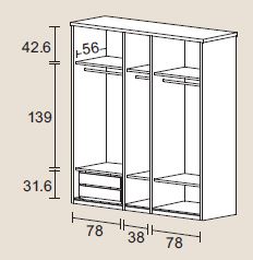 Dibujo t&eacute;cnico 1 - Armario Parma Cinco Puertas | Salcedo Mueble