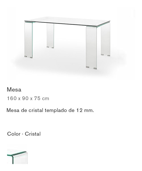 mesa comedor fija cristal rectangular