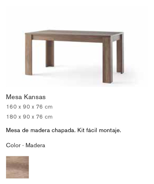 mesa comedor madera chapada kansas