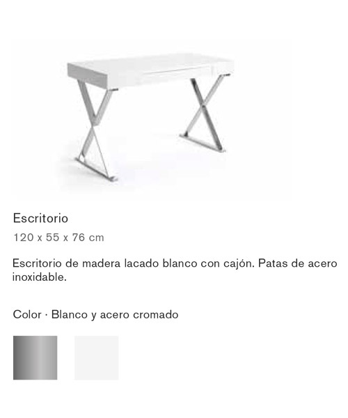 mesa escritorio madera lacada blanca