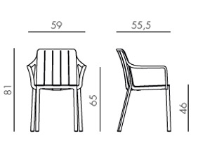 Silla Tiberina con brazos medidas