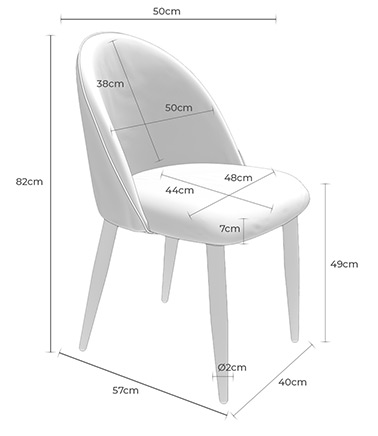 Medidas silla Sloane de Somcasa