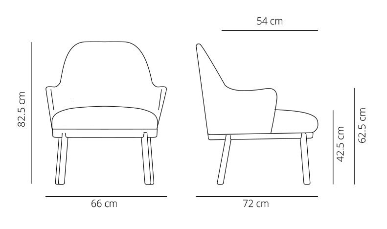 Dibujo técnico 2 - Butaca Aleta con brazo | Viccarbe