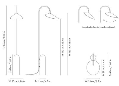 Dibujo t&eacute;cnico 1 - L&aacute;mpara de pie Arum | Ferm Living