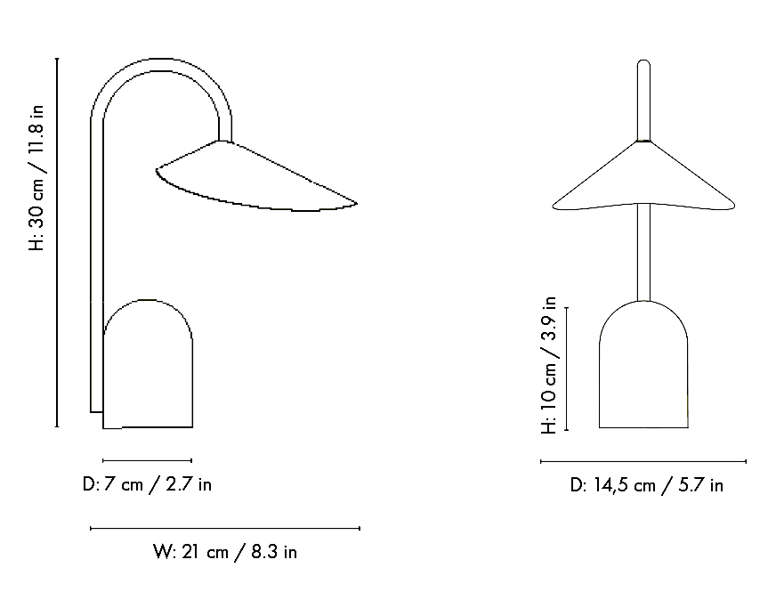 Dibujo t&eacute;cnico 1 - L&aacute;mpara port&aacute;til Arum | Ferm Living